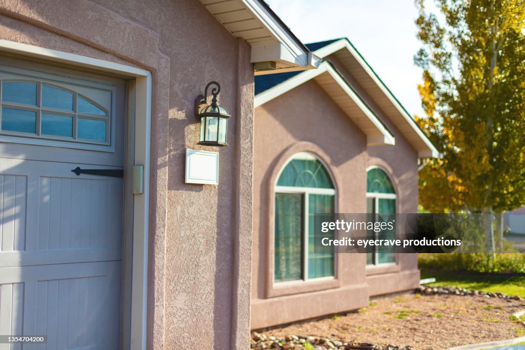 Front of Residential Single Family Home at Sunset Backgrounds Photo Series