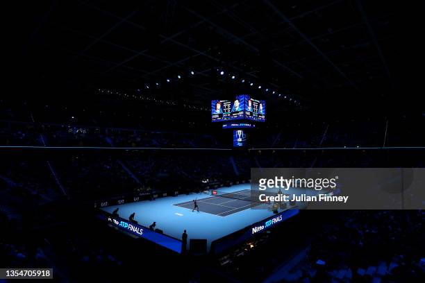 General view inside the court during the Men's Single's Final between Alexander Zverev of Germany and Daniil Medvedev of Russia during Day Eight of...