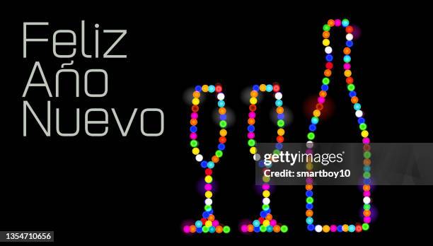 feliz ano nuevo. spanish happy new year, spanish culture, spanish language, feliz año nuevo - nuevo stock illustrations