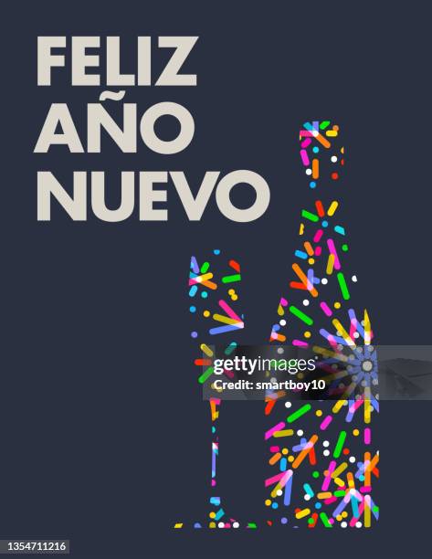 feliz ano nuevo. spanish happy new year, spanish culture, spanish language, feliz año nuevo - nuevo stock illustrations