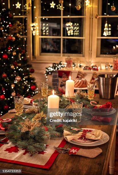 elegant christmas dining table - julbord bildbanksfoton och bilder