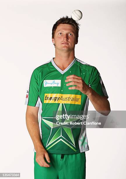 Jackson Bird of the Melbourne Stars poses during a Melbourne Stars headshots session at the Melbourne Cricket Ground on December 11, 2011 in...