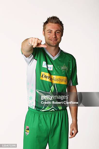 Luke Wright of the Melbourne Stars poses during a Melbourne Stars headshots session at the Melbourne Cricket Ground on December 11, 2011 in...