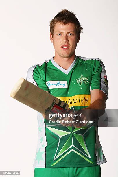 James Faulkner of the Melbourne Stars poses during a Melbourne Stars headshots session at the Melbourne Cricket Ground on December 11, 2011 in...