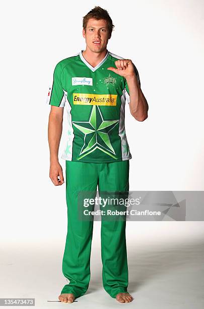 James Faulkner of the Melbourne Stars poses during a Melbourne Stars headshots session at the Melbourne Cricket Ground on December 11, 2011 in...