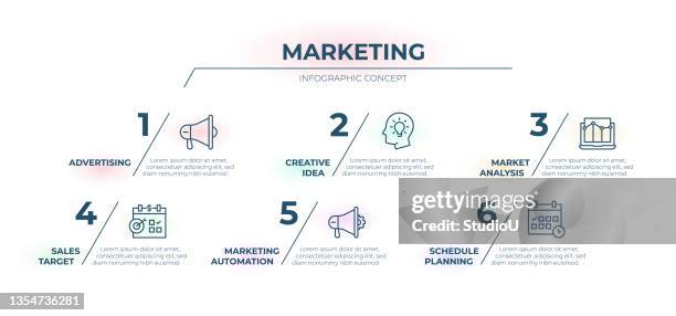 stockillustraties, clipart, cartoons en iconen met marketing timeline infographic template - automate workflow icon