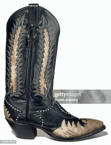 cowboy boots - black boot stock pictures, royalty-free photos & images