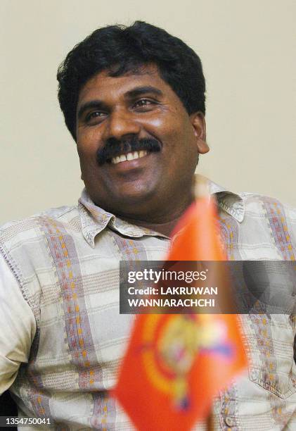 In this picture teken 04 May 2006, Sri Lankan Liberation Tigers of Tamil Eelam political officer S. Elilan poses in his office in Trincomalee. The...