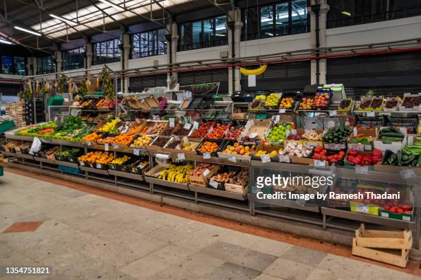 ribeira market - fruit & vegetables - lisbon food stock pictures, royalty-free photos & images