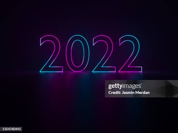 neon 2022 - january icon stock pictures, royalty-free photos & images