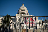 Area Closed Sign- Capitol Building, Washington D.C. - Security Risk Post January 6th Riot