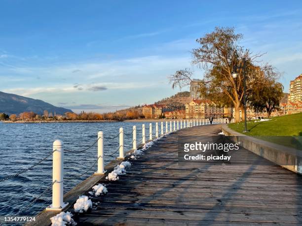 lakeside boardwalk - kelowna stock pictures, royalty-free photos & images