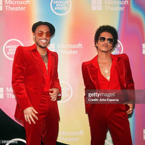 In this image released on November 21, Anderson .Paak and Bruno Mars of Silk Sonic attend the 2021 American Music Awards at Microsoft Theater...