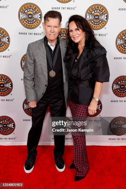 Randy Travis and Mary Davis attend the 2021 Medallion Ceremony, celebrating the Induction of the Class of 2020 at Country Music Hall of Fame and...