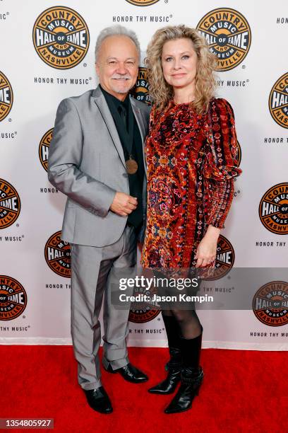 Jimmy Fortune and Nina Fortune attend the 2021 Medallion Ceremony, celebrating the Induction of the Class of 2020 at Country Music Hall of Fame and...