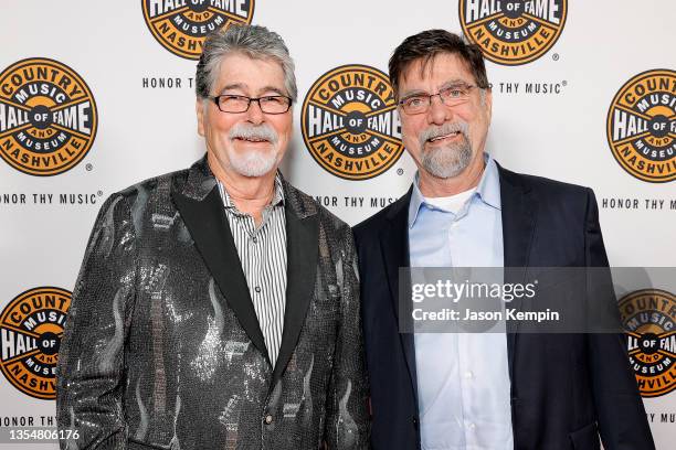 Randy Owen of Alabama and Teddy Gentry attend the 2021 Medallion Ceremony, celebrating the Induction of the Class of 2020 at Country Music Hall of...