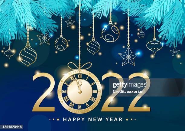 2022 new year countdown party - hanging christmas lights stock illustrations