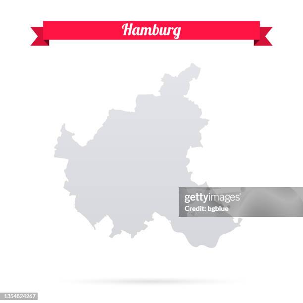 hamburg map on white background with red banner - about you awards in hamburg stock illustrations