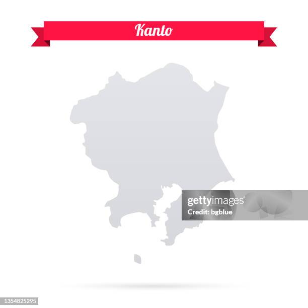 illustrazioni stock, clip art, cartoni animati e icone di tendenza di mappa di kanto su sfondo bianco con banner rosso - kanto region
