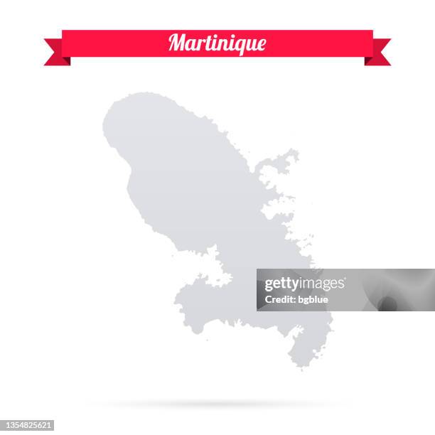 martinique map on white background with red banner - martinique stock illustrations