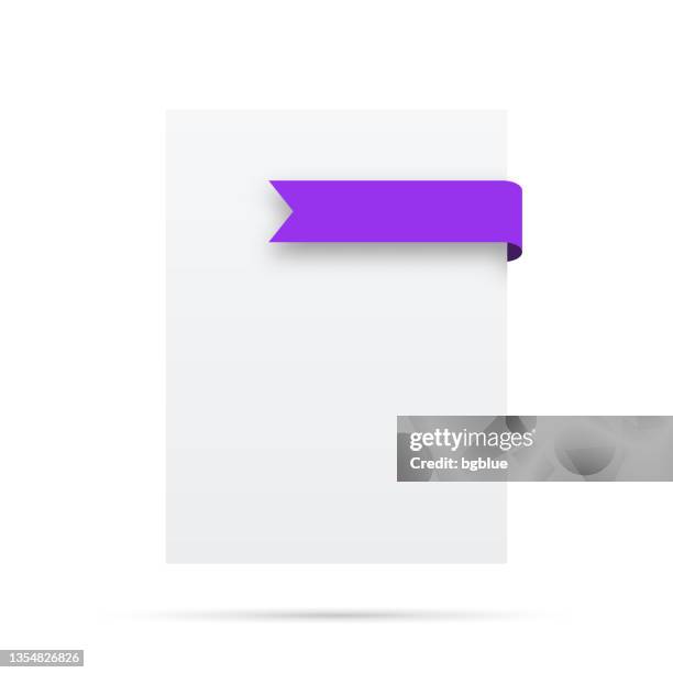 Purple Ribbon Label Purple Ribbon On Blank White Label Design Elements High-Res Vector ...