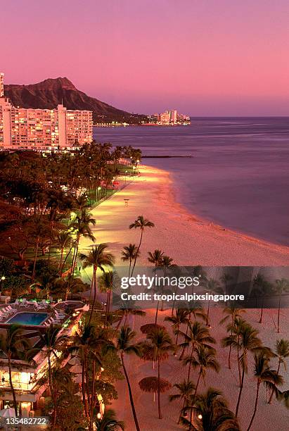 eua havai o'ahu, waikiki e cabeça de diamante. - diamond head imagens e fotografias de stock