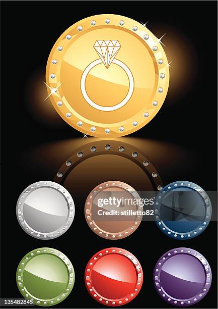 elegance diamond ring icon - diamond ring stock illustrations