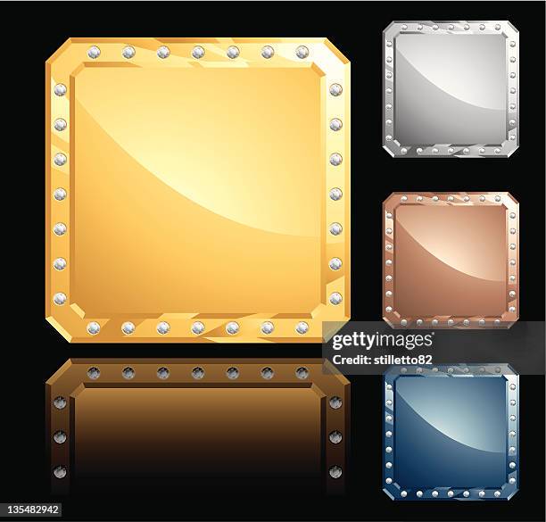 square metal plate with diamonds - metallic silver gradient stock illustrations