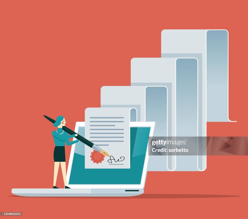 Businesswoman - signing a contract