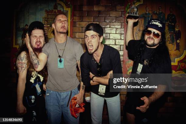 American rock band Pantera attend the 1991 Foundation Awards, held at the Airport Marriott Hotel in Los Angeles, California, 3rd October 1991.