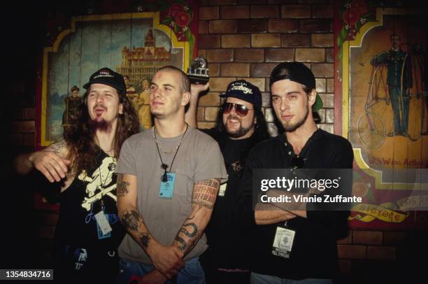 American rock band Pantera attend the 1991 Foundation Awards, held at the Airport Marriott Hotel in Los Angeles, California, 3rd October 1991.