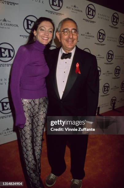 American actress Nancy Pimental and American actor and comedian Ben Stein attend the 'Entertainment Tonight' party that followed the 52nd Annual...