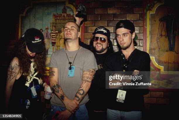 American rock band Pantera attend the 1991 Foundation Awards, held at the Airport Marriott Hotel in Los Angeles, California, 3rd October 1991.