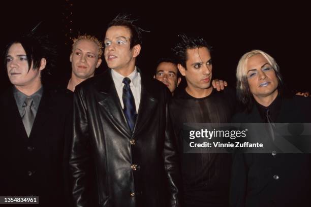 American rock band Orgy attend the 1999 MTV Video Music Awards, held at the Metropolitan Opera House, part of the Lincoln Center in New York City,...