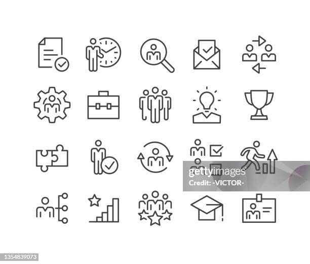 stockillustraties, clipart, cartoons en iconen met hr and management icons - classic line series - werving