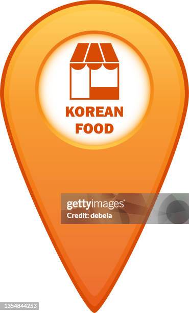 korean food restaurant map pointer for gps navigation - korean food stock illustrations