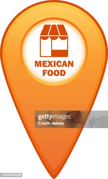 mexican food restaurant map pointer for gps navigation - mexican restaurant front stock illustrations