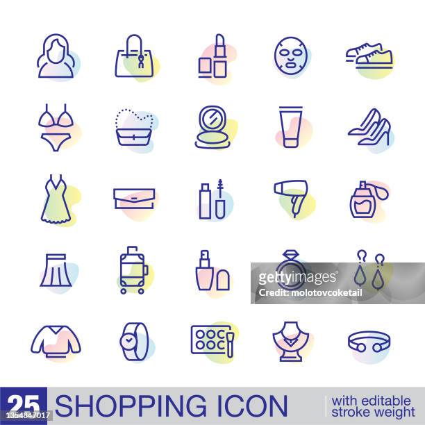 25 shopping line icon set - parfüm icon stock-grafiken, -clipart, -cartoons und -symbole