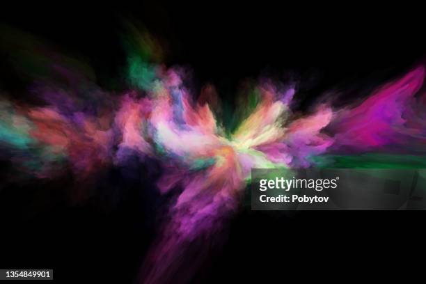 stockillustraties, clipart, cartoons en iconen met movement of multi-colored clouds on a black background - explosives