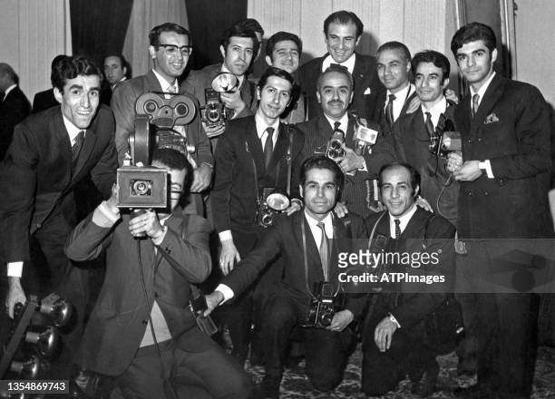 Ardeshir Zahedi poses for photo with photographer in Ministry of Foreign Affairs. In Mehrabad Airport. An influential figure in Iranian politics...