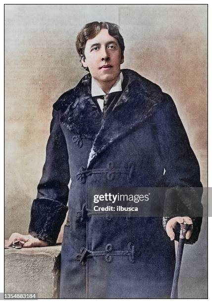 antique photo: oscar wilde - fine art portrait stock illustrations