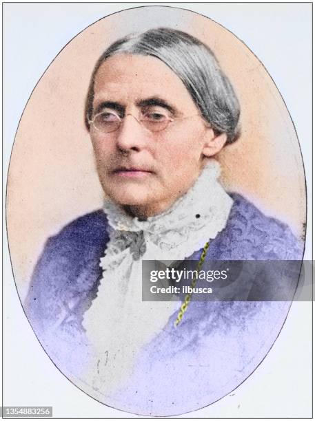 antique photograph of people from the world: susan anthony - susan b anthony stock illustrations