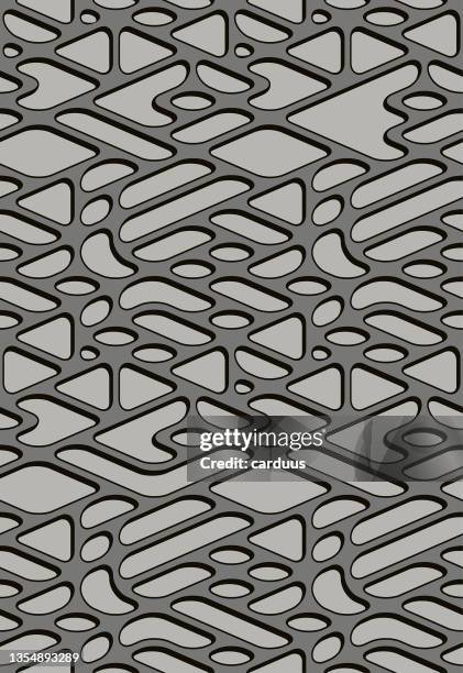 seamless grey textured grid pattern - labyrinth 3d stock illustrations