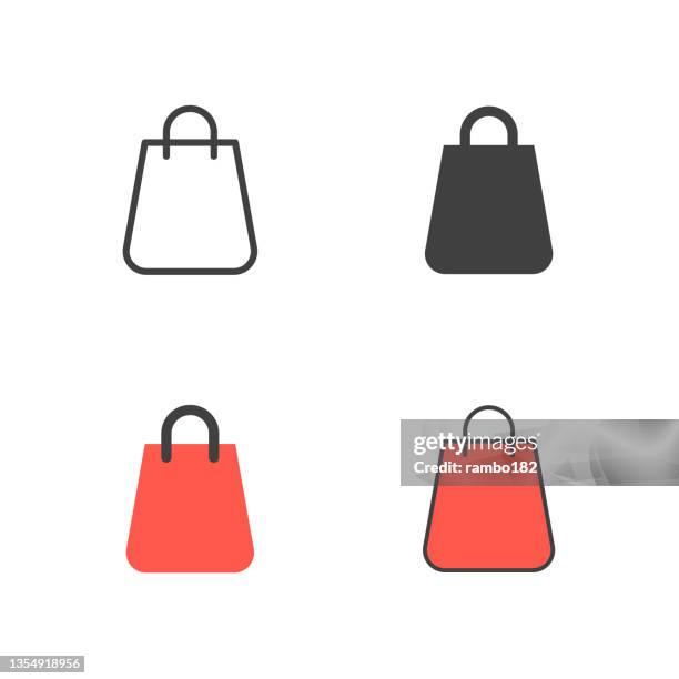 shopping bag line, solid, flat and colour vector icon. editable stroke. pixel perfect. for mobile and web. - plastic package isolated stock illustrations