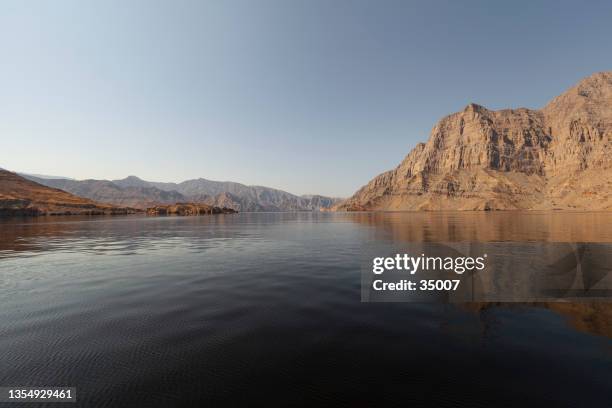 fjords of musandam peninsula, oman - arabian sea stock pictures, royalty-free photos & images