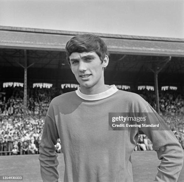 Northern Irish footballer George Best of Manchester United during a League Division One match against Fulham at Craven Cottage in London, UK, 5th...