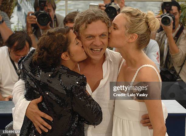 Diane Kruger, Marc Labreche and Emma De Caunes during 2007 Cannes Film Festival - "l'Age des Tenebres" Photocall Departures at Palais des Festivals...