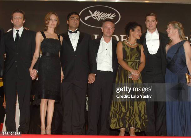 Angelina Jolie, Mariane Pearl and Brad Pitt during 2007 Cannes Film Festival - "A Mighty Heart" Premiere - Departures at Palais des Festival in...