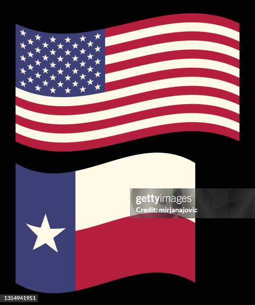 usa und texas flagge - texas flag stock-grafiken, -clipart, -cartoons und -symbole