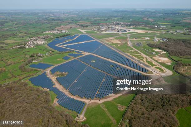 Solar farm on the site of RAF Lyneham, Wiltshire, 2015. Artist Historic England.